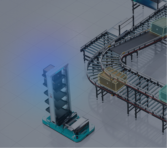 Laptop showing a factory model beside a hard hat on a workbench